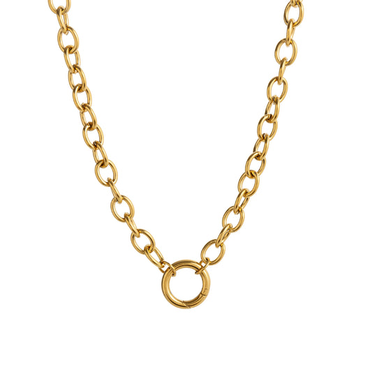 Gold Round Bead Chain Clasp Pendant Necklace 45cm