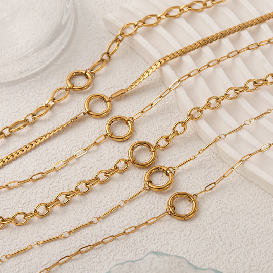 Gold Round Bead Chain Clasp Pendant Necklace 45cm