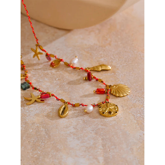 Tabitha Gold Beach Charm Pendant Necklace
