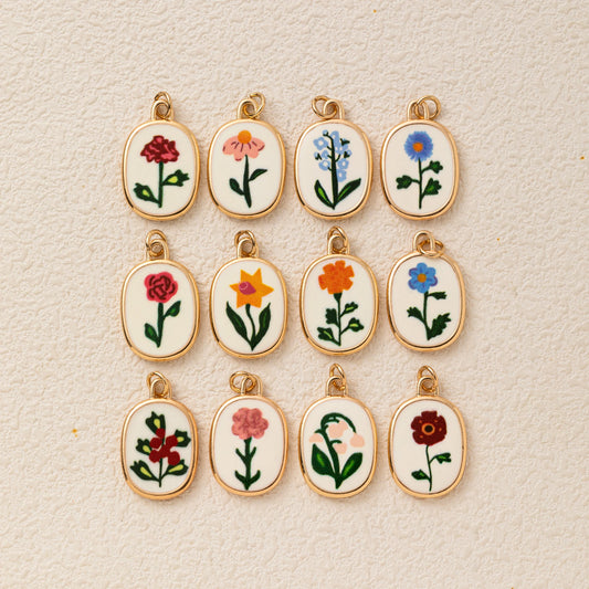 Hand Painted April Flower Pendant