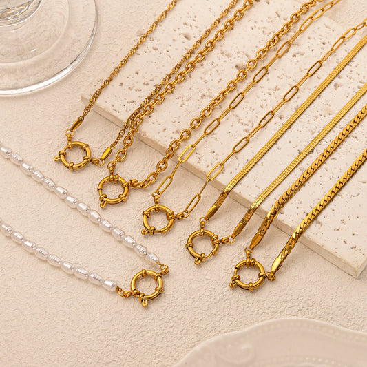 18K Gold Plated Clasp Chain Necklace 45cm