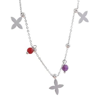 Naomi Stone Flower Drop Necklace