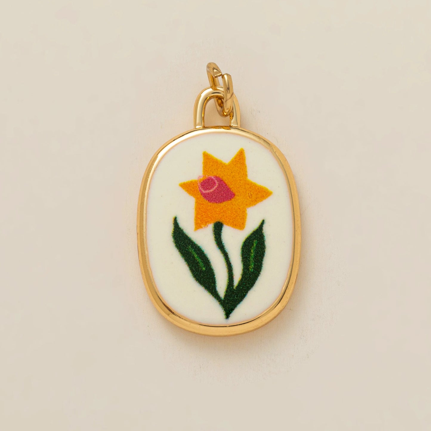 Hand Painted November Flower Pendant
