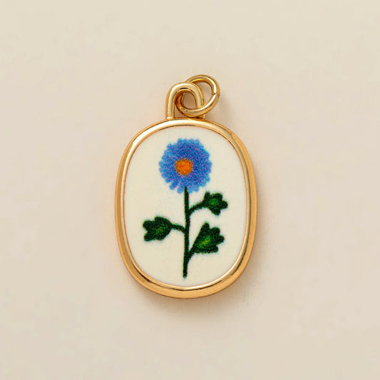Hand Painted September Flower Pendant