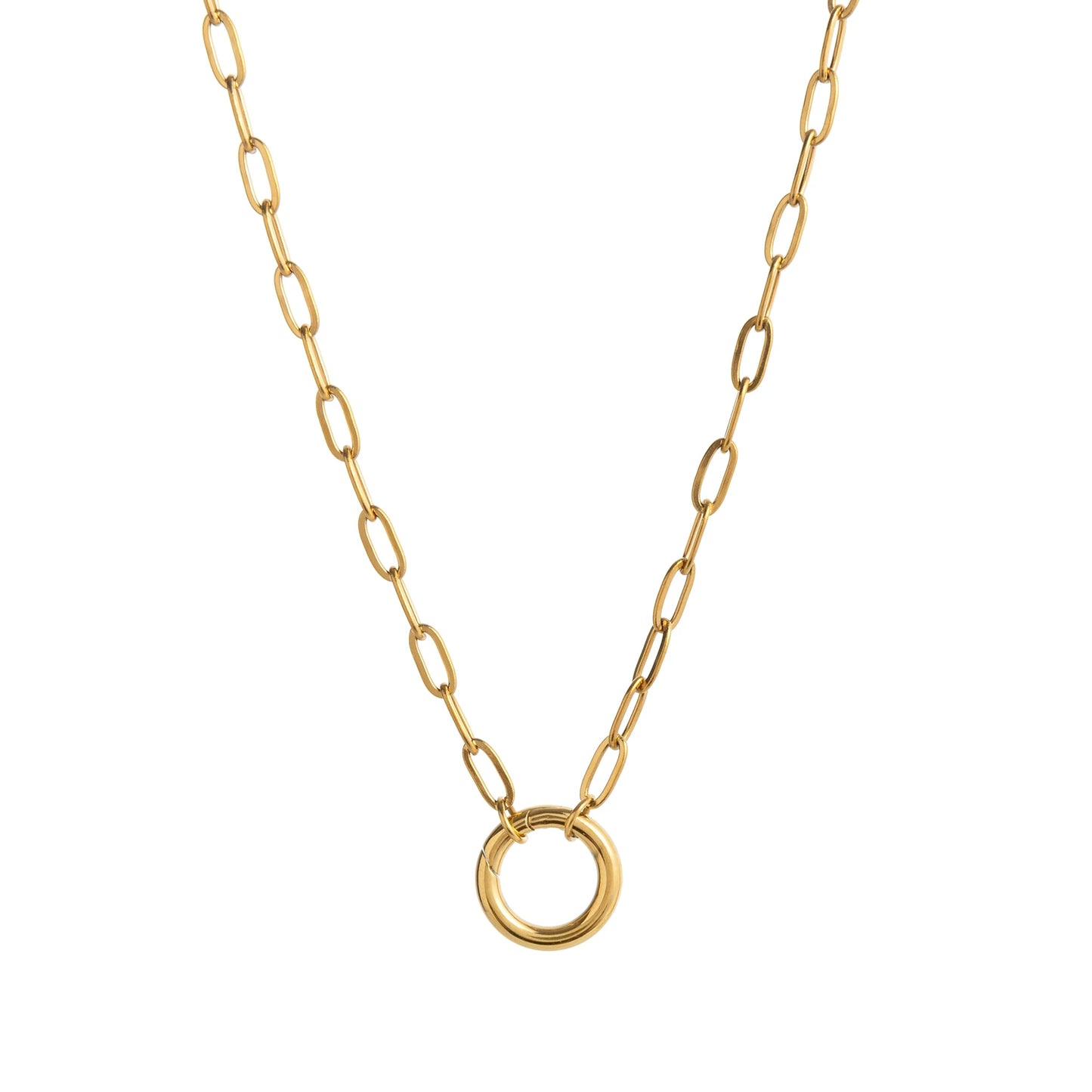 Gold Loop Chain Clasp Pendant Necklace 45cm