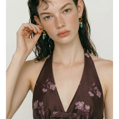 Jessy Stone Drop Charm Earrings