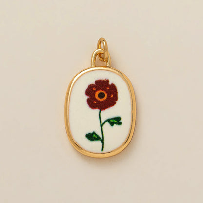 Hand Painted November Flower Pendant