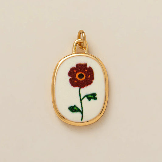 Hand Painted August Flower Pendant