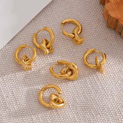 Emma Star Moon and Heart Huggie Earrings