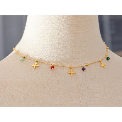 Naomi Stone Flower Drop Necklace