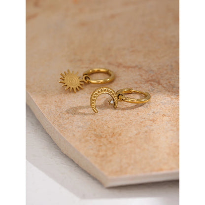 Isla Star and Moon Huggie Earrings