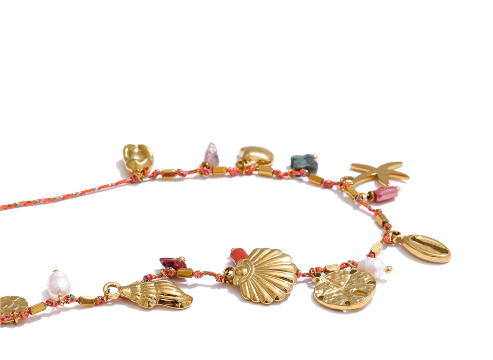 Tabitha Gold Beach Charm Pendant Necklace