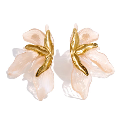 Elle Gold and Resin Flower Earrings