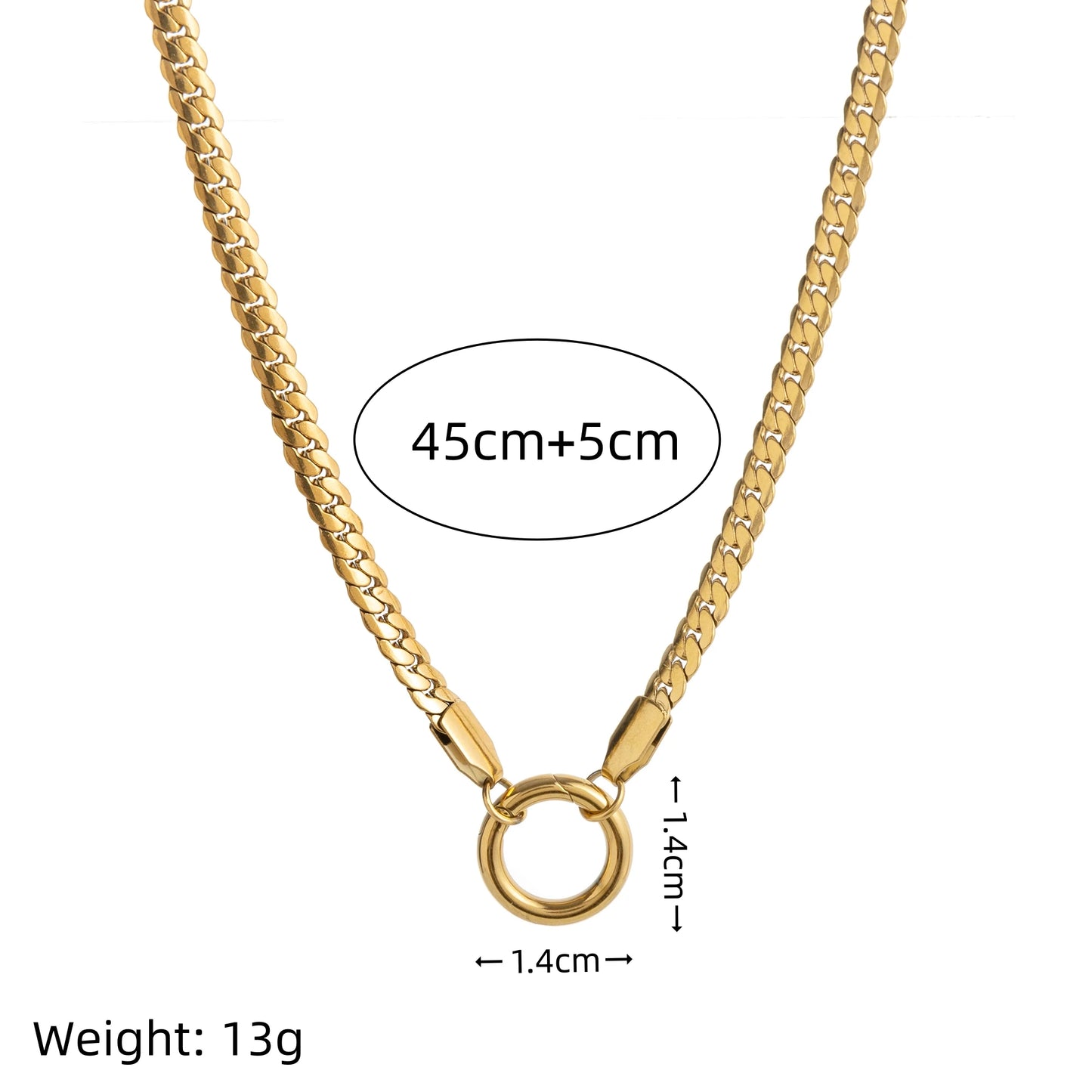 Gold Loop Chain Clasp Pendant Necklace 45cm
