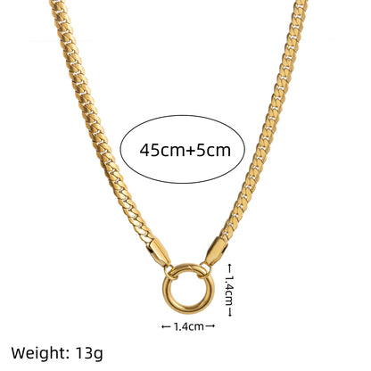 Gold Loop Chain Clasp Pendant Necklace 45cm