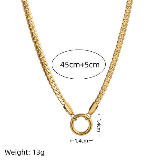 Gold Snake Bone Chain Clasp Pendant Necklace 45cm