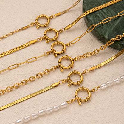 18K Gold Plated Clasp Chain Necklace 45cm
