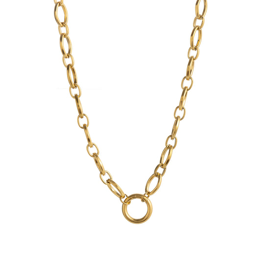 Gold Loop Chain Clasp Pendant Necklace 45cm