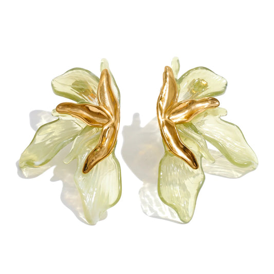 Elle Gold and Resin Flower Earrings