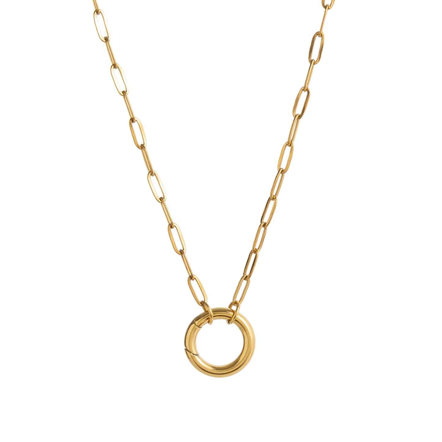 Gold Loop Chain Clasp Pendant Necklace 45cm