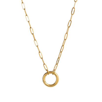 Gold Loop Chain Clasp Pendant Necklace 45cm