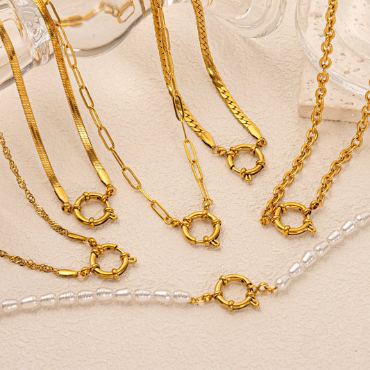 18K Gold Plated Clasp Chain Necklace 45cm