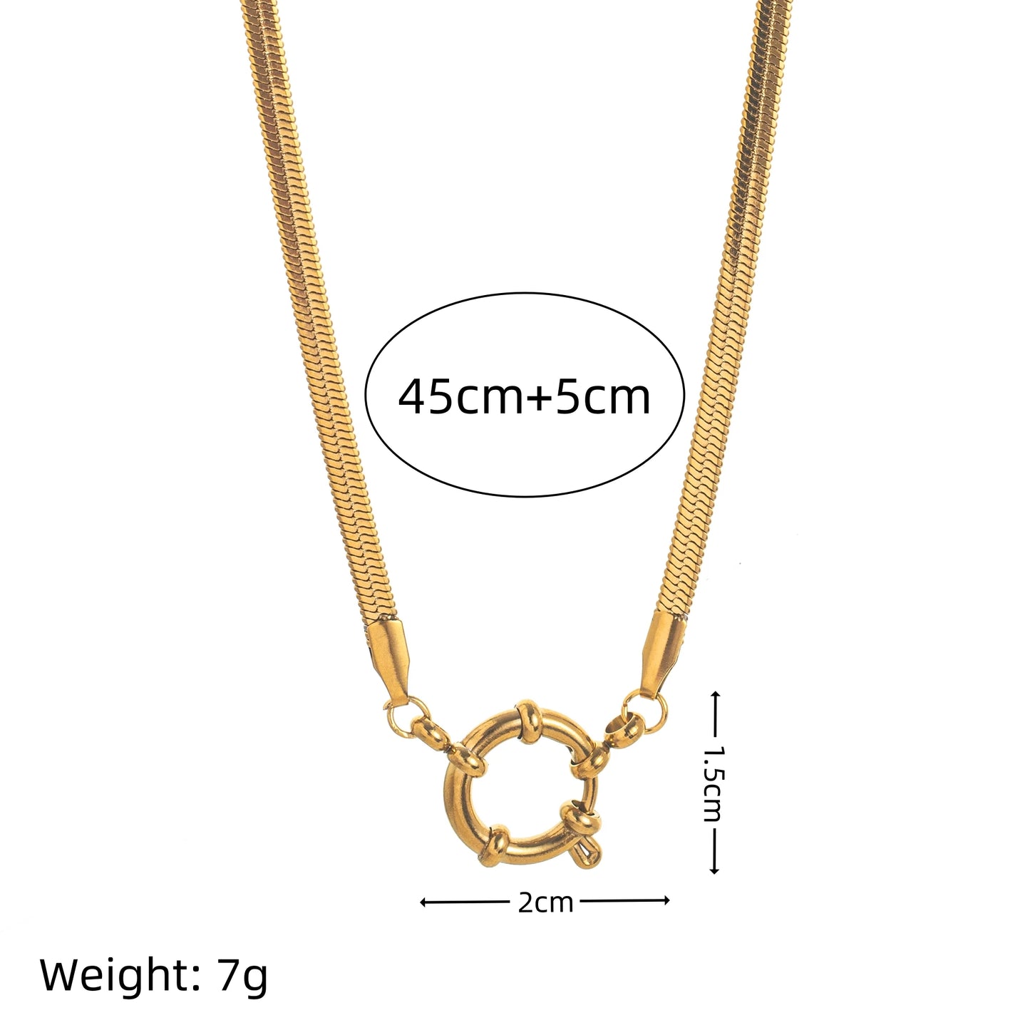 18K Gold Plated Clasp Chain Necklace 45cm