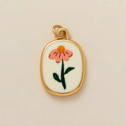 Hand Painted November Flower Pendant