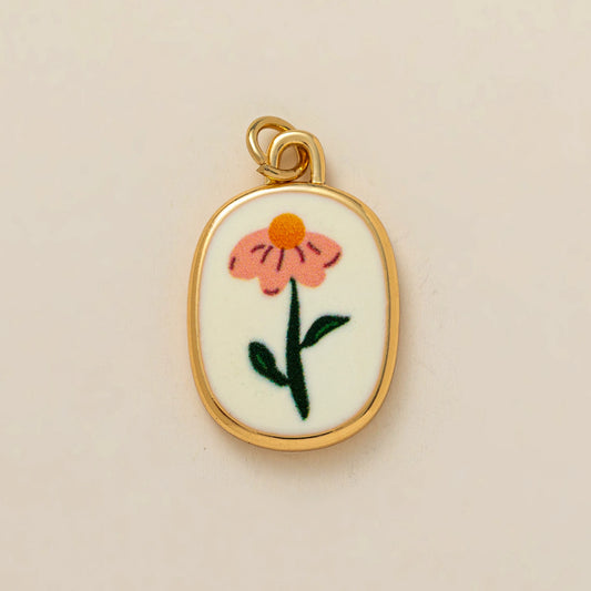 Hand Painted April Flower Pendant