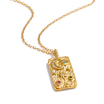 Gabriella Gold Crystal Star and Moon Pendant Necklace