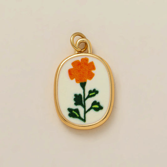 Hand Painted October Flower Pendant