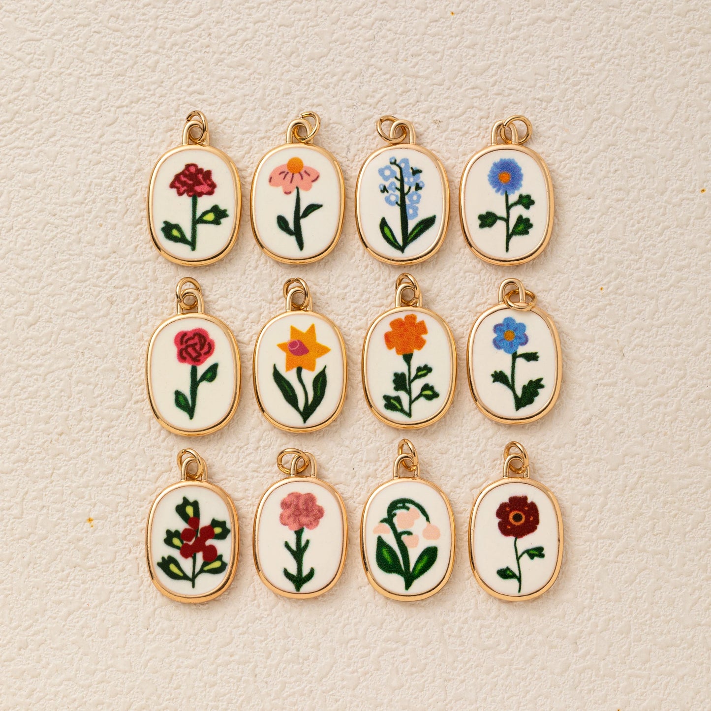 Hand Painted November Flower Pendant