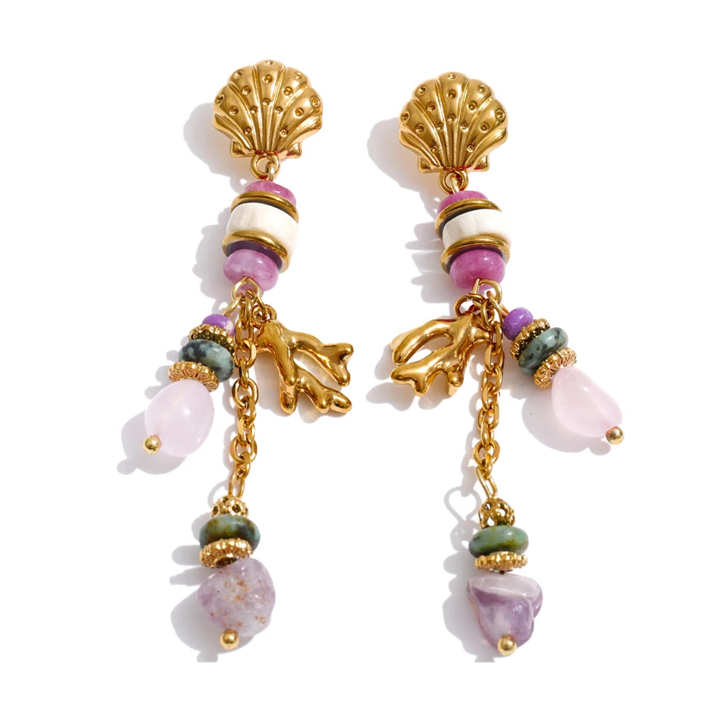 Alicia Pink Stone Drop Ocean Earrings