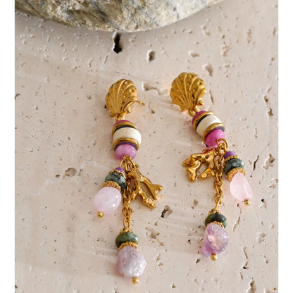Alicia Pink Stone Drop Ocean Earrings