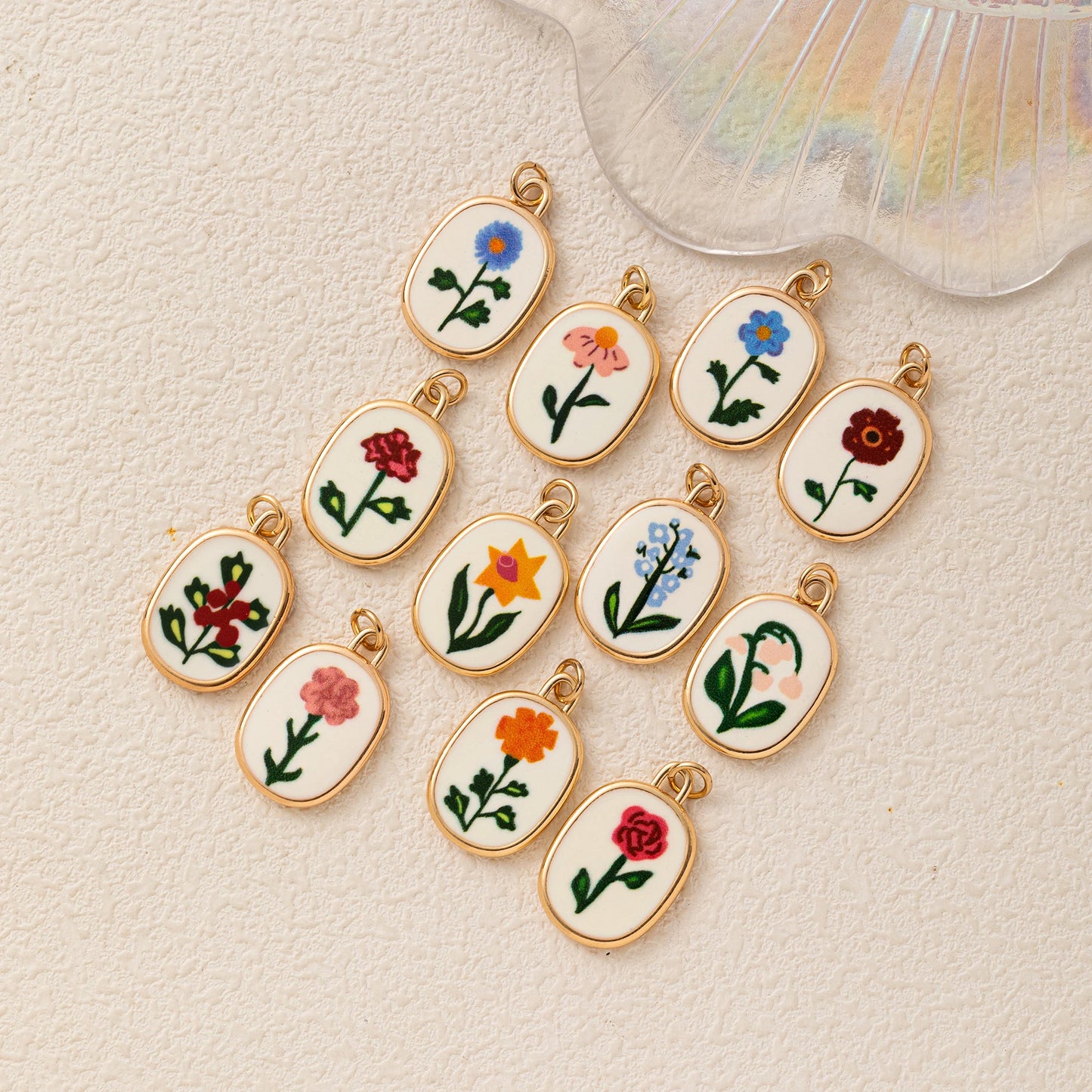 Hand Painted November Flower Pendant