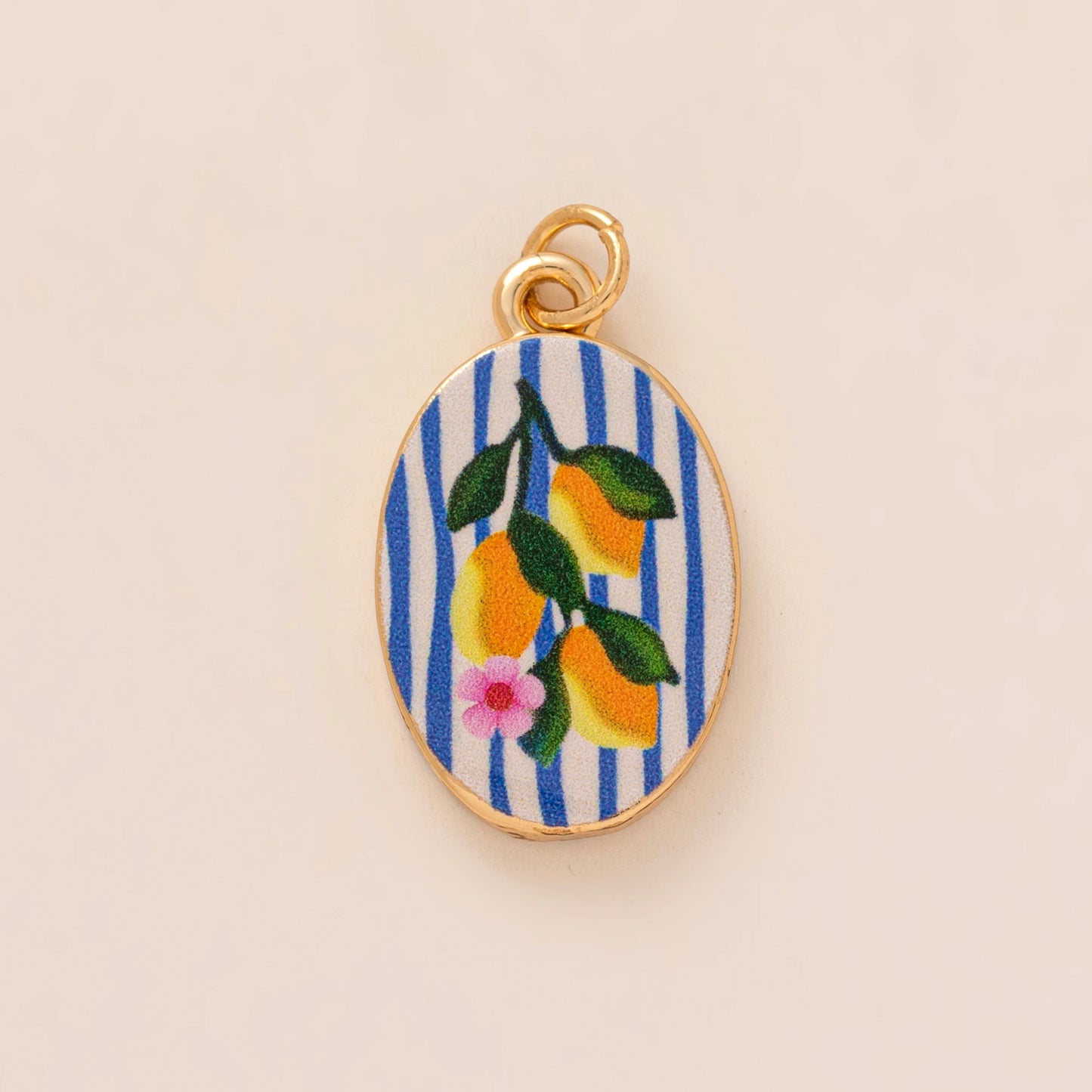 Lemons and Stripes Gold Plated Pendant