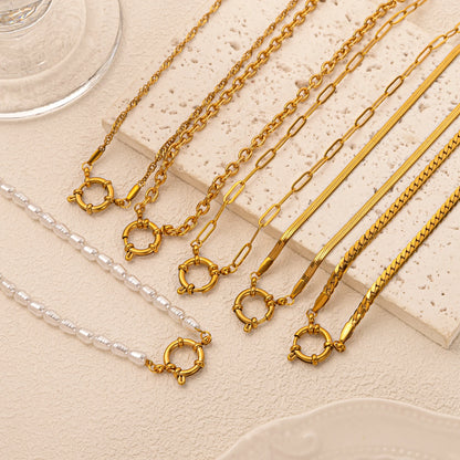 18K Gold Plated Clasp Chain Necklace 45cm